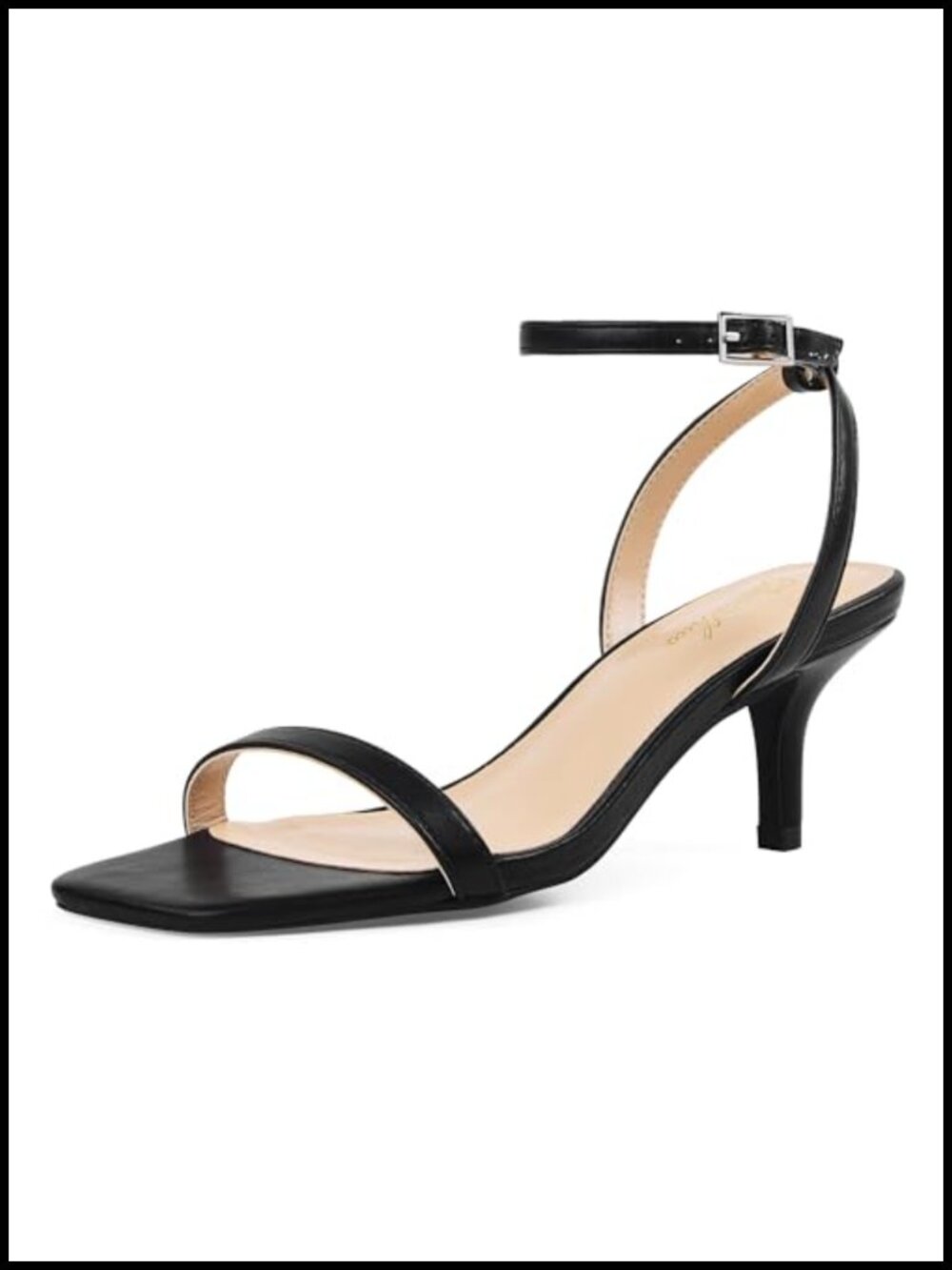 Women Kitten Low 2 Inch Heels Open Toe Strappy Dressy Sandals PU Leather Ankle